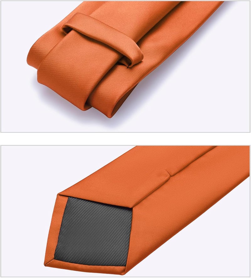Murong Men's Ties Solid Color Pure Polyester Plain Fine Stripes Necktie Ties For Men - Image 4